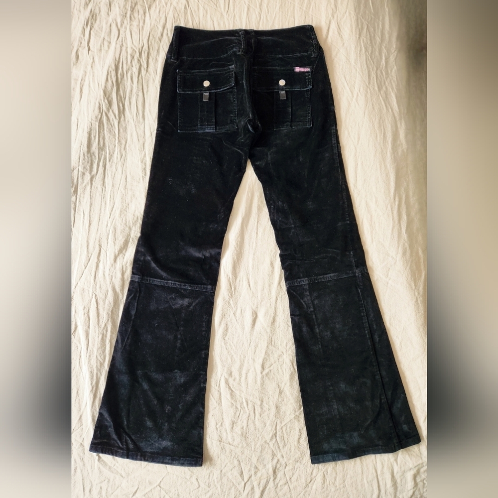 Vintage 1990s Y2K Black Velvet Bootcut Pants Bubblegum - Picture 11 of 14